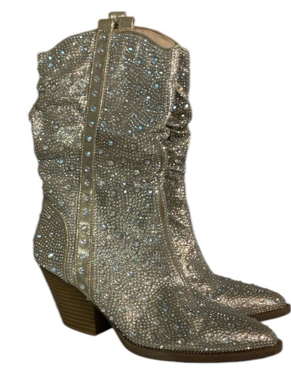 Rhinestone Gold Western Boots - Size 10